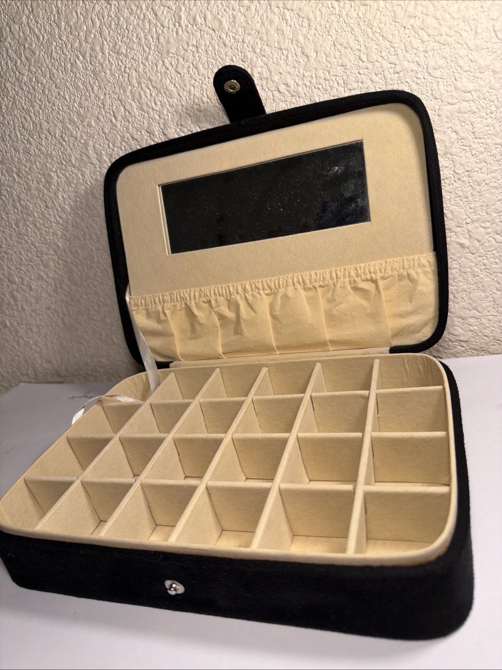 Black Jewelry Travel Case with Snap Closure - Picture 3 of 11
